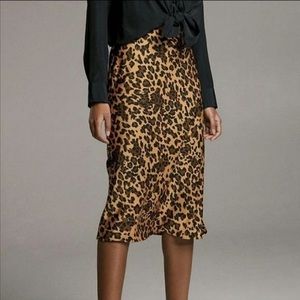 Babaton Leopard Midi Slip Skirt